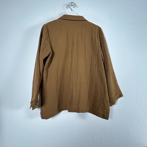 Habitat Womens Button-Front Textured Swing Jacket Small Brown Lightweight Casual - Picture 2 of 8